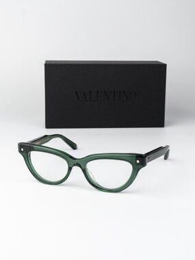 Valentino Women Eyeglasses Crystal Emerald Green Cat Eye V-ESSENTIAL II VLX-124